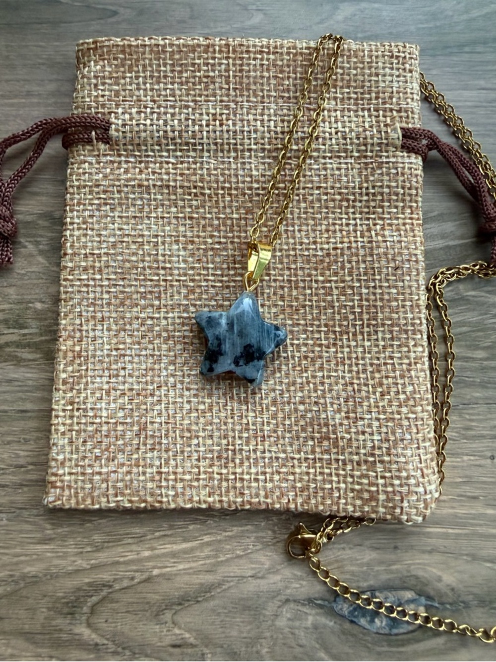 Larvikite Star Necklace Larvikite Pendant Crystal Star Necklace